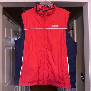 NWOT Men's Vineyard Vines Nor'easter Red Navy Windbreaker Vest Gilet Size XL
